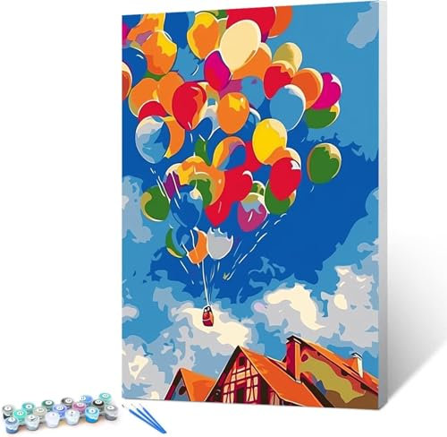 Peepezo Malen Nach Zahlen für Kinder, Erwachsene und Anfänger, DIY Ballon Malen Nach Zahlen für Mädchen und Jungen, Haus Zentimeter, Ohne Rahmen - Kinder ab 6 Jahren 60x80cm (Ohne Rahmen)