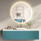 HOKO Design Badspiegel rund 60 cm Malaga mit Metall Rahmen Weiß. Runder Bad Wandspiegel LED beleuchtet + Touch Schalter + LED Licht Wechsel-Warmweiß-Kaltweiß-Neutral
