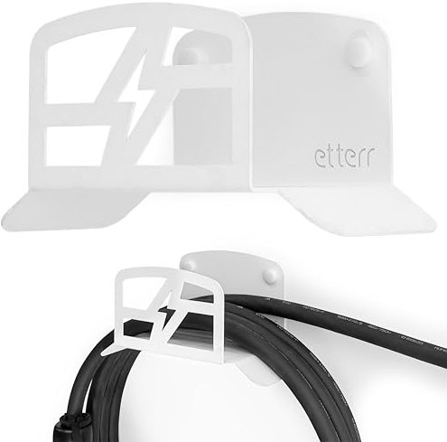 Electric Car Charger Holder, Base, Wall Hook, Hose, Charger Batteries Electric Car, EV, Cable Organizer, Motorcycle Accessories. (White)