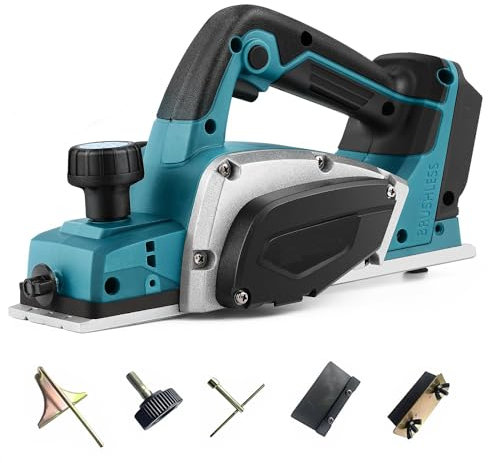 Pialla Elettrica per Legno Pialla Senza Fili compatibile con Makita 18V batteria, Piallatrice Elettrica Portatile da 15000RPM, Profondità Regolabile da 0 a 2 mm per falegnameria, mobili fai-da-te