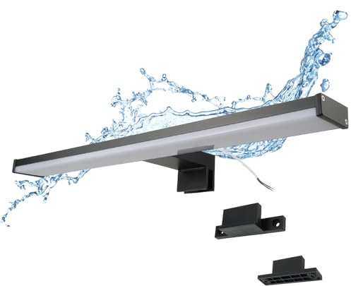 Alpinaluz Applique LED Noire pour Miroir de Salle de Bain – 4000K Blanc Neutre – IP44 – Aluminium et Supports en Polycarbonate – Installation sur Miroir, Mur ou Meuble (40cm 8W)