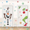 ROCWOHO Weihnachts-Türaufkleber, große Größe, Schneemann, Olaf, Abziehbilder mit Schneeflocken, Süßigkeiten, Weihnachten, Innen- und Außenbereich, Dekorationen für Winter, Tür