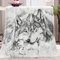 Wolf Mit Tiermotiv Kuscheldecke Weiß Flauschig Decke Fleecedecke, Sofa Überwurfdecke, Wohndecke Warm Weich Sherpa Wolldecke, Gemütlicher Überwurf Für Bett und Couch 70x100 cm