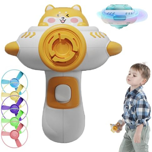 Genérico Juguete de platillo para niños, Juguete Giratorio | Juguete de Lanzamiento de Disco al Aire Libre,Juguete para Buscar Gatos con hélices voladoras, Juguetes interactivos de segu