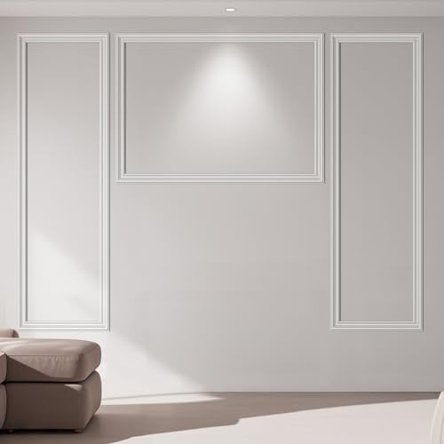 Art3dwallpanels Peel and Stick Wall Molding 3 Pcs Wainscoting Decor Kit | Ready to Assemble, Wainscoting Accent Panels, Interior Wall Decor Living Room Bedroom, Installed with Glue