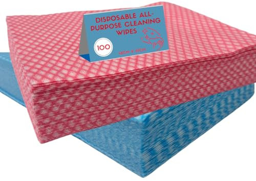 100k Large 42 x 35 All Purpose Cloths, J Cloths Style Disposable Cloths For Cleaning Bathroom Kitchen Surfaces & Window Wiping General Cleaning Cloths Lint Free Blue red