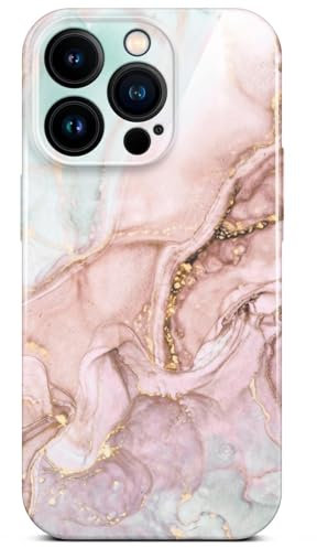 ONEFLOW Bliss Cover für iPhone 15 Pro Hülle in Marmor Optik, Designer Case Handy Schutzhülle mit Kameraschutz, Muster Hardcase Glitzer Handyhülle marmoriert, Rosa Grau