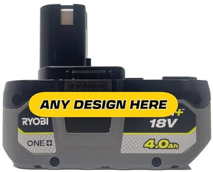 Autocollant personnalisé pour batterie lithium-ion Ryobi 18 V 4 Ah RB1840X – Autocollant personnalisé fabriqué pour la batterie d'outils électriques Ryobi 18 V 4 Ah