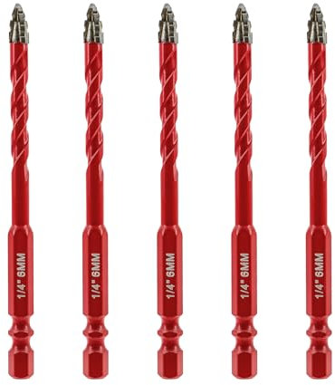 FOCSTOL Set de Foret Sec - 5 Pièces 6mm Foret Excentrique Dentelé avec Changement Rapide Tige Hexagonale pour Bois Plastique Maçonnerie Céramique Béton Marbre