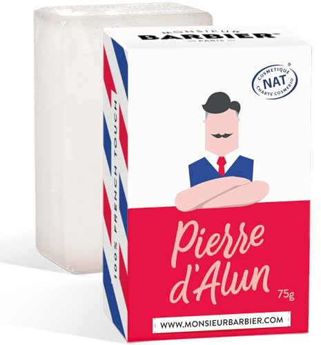 Monsieur BARBIER Alaunstein für Herren 75 g 3er Set | Lindert Rasierbrand & Irritationen. Polierter Block ohne Aluminiumhydrochlorid, traditionelle Bartpflege, 225 g.