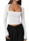 INFITTY Womens Long Sleeve Crop Top Square Neck Basic T-Shirts Going Out Tops Stretch Fitted Summer Skims Dupe Tops White M