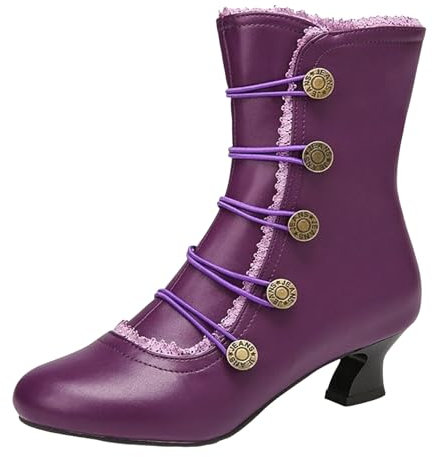 Generisch - Women's Mid-Calf Winter Boots With Fur, purple, 6 UK