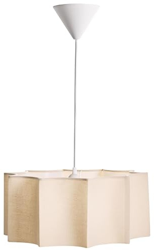 Hängelampe Stoffschirm beige / weiß modernes Design Hängeleuchte Luenha