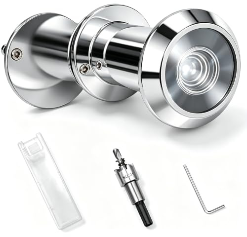4-teilig Mit Türspion Set, 220° Weitwinkel Optische Glaslinsen, Bohren Mit Tür Spion Ø 16mm, Türspion Abdeckung, Verstellbare Länge Für Türen Mit Einer Dicke Von 40-60 mm, Wohnung Haus Büro(Silber)