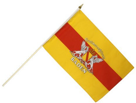 Flaggenfritze Stockflagge Deutschland Baden mit Wappen - 30 x 45 cm