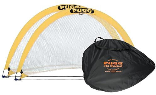PUGG 6 Foot Pop Up Soccer Goal, Portable Training Football Knitted Poly Net Equipment, The Original Pickup Game Goal, Includes Two Goals & Bag