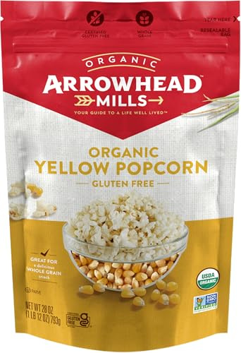 Arrowhead Mills Organic Yellow Popcorn, 28 oz Bag (Pack of 6)
