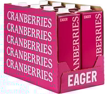 Eager Cranberry Juice Naturally Sweetened, Refreshing Fruit Drink, 1 Litre (Pack of 8)