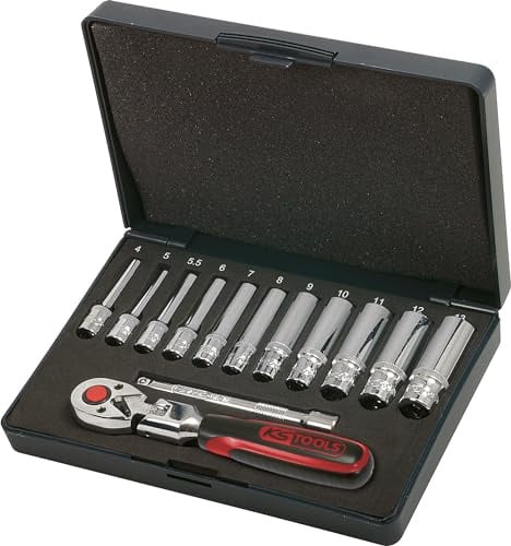 KS Tools 918.0613 1/4 CHROMEplus Steckschlüssel-Satz, 13-tlg., 10.2 cm