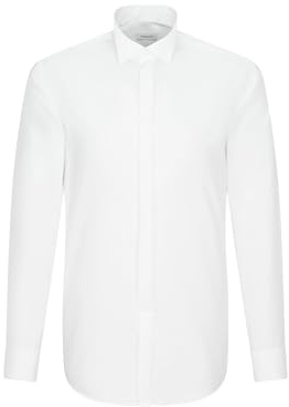 Chemise business Seidensticker pour homme - coupe classique - sans repassage - col à rabat - manches longues - poignets à revers - 100 % coton