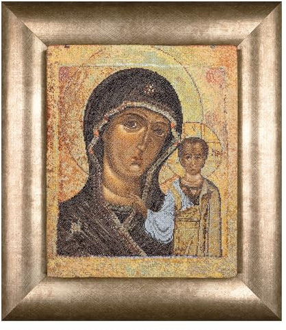 Thea Gouverneur - Counted Cross Stitch Kit - Virgin of Kazan Icon - Aida - 18 Count - Embroidery Kit for Adults - DMC Embroidery Threads and Other Cross Stitch Supplies Included - 477A
