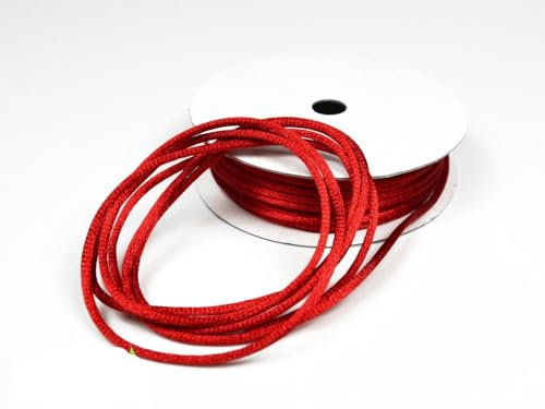 Kumihimo Rouleau de cordon tressé en satin de 10 m x 2 mm (rouge)