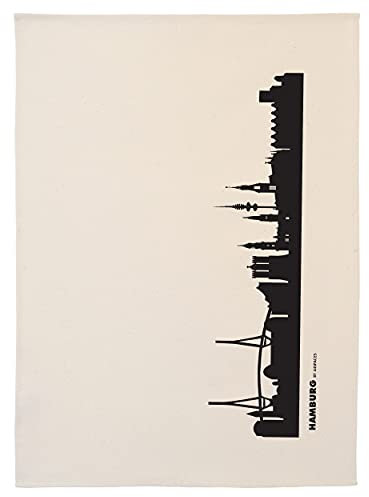 44spaces Hamburg Skyline Küchentücher Stadt Design schwarz, 50x70 cm Reine Baumwolle (Bio), Geschirrtücher für Hamburger & Fans, Geschenkidee Geburtstag Grill-Saison Garten-Fest Mitbringsel