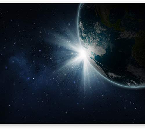 Wallpaper - Wall Mural 350x256 cm / 137.8 x 96.5 - Non-Woven Premium Art Print Fleece Wall Mural Decoration Poster Picture Design Modern - XXL Earth Earth Cosmos Planet Galaxy Heaven f-A-0090-a-a