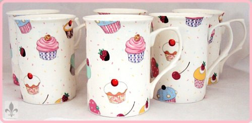 Fairy Cupcakes Mugs Set of Four Fine Bone China Cupcakes Mugs Hand Decorated in The UK