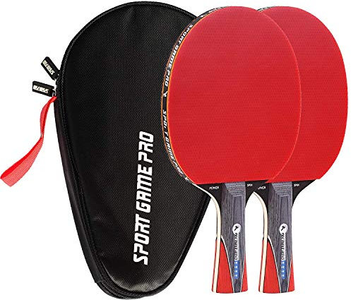 Ping Pong Paddel Set mit Killer Spin + Koffer gratis - Professioneller Tischtennisschläger für Anfänger und Fortgeschrittene - Verbessern Sie Ihre Ping Pong Fähigkeiten mit JT Ping Pong Paddel Set (Rot)