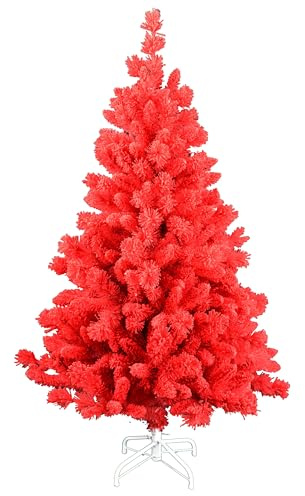artplants.de Petit Sapin de Noël GÖTEBORG, Neige Artificielle, Ø60cm, Ø60cm | Rouge - Faux Sapin de Noël - Arbre Artificiel