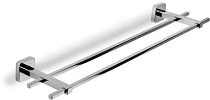 Croydex Camberwell Flexi-Fix Double Towel Rail, Screw or Glue, Silver, One Size
