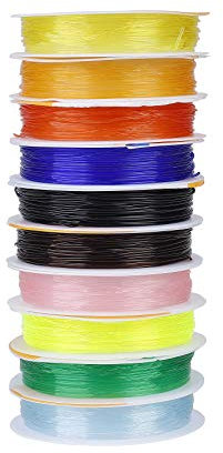 QH-Shop Filo Gioielli 0.8 mm Filo Elastico di Cristallo di Colore Misto per Fare Perline Braccialetti e Collane Fai da Te 10 Pezzi