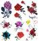 6 Blatt kleine gefälschte Rosen-Tattoos für Frauen, Kinder, Mädchen, temporäre Tattoos, blau-rote Blume, wasserdicht und langlebig, sexy Körper-Tattoos, Blumen, violett, rosa, gelbe Rosen.