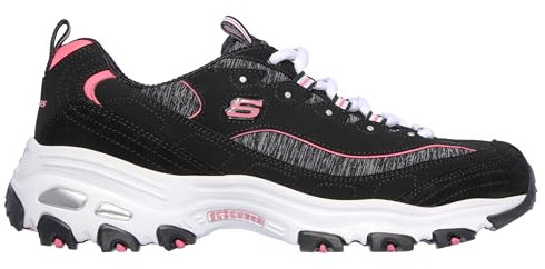 Skechers Sportschuhe für Damen D'Lites, Schnürschuh mit Memory-Schaum, Schwarz (Schwarz-Hot Pink), 38.5 EU