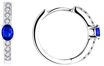 JO WISDOM Creolen Ohrringe Silber 925 Damen mit 3A Zirkonia September Geburtsstein Saphirfarbe,Schmuck für Frauen
