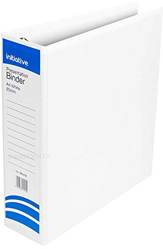 [Pack of 1] Large 65mm A4 White Presentation Binder 4 D Ring Paper Storage File Folder
