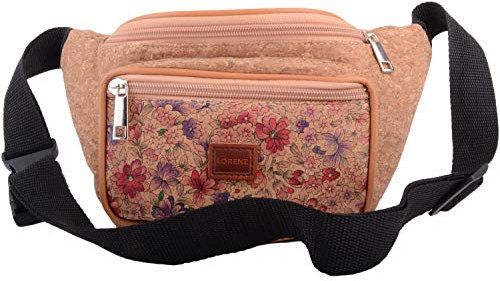 Damen Bauchtasche/Bauchtasche aus Kork mit Blumenmuster, Braun - Kleine Blumen - Größe: Einheitsgröße