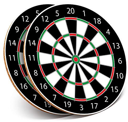 2 x Round Coasters - Dart Board Darts Game - Cork Backed Home Kitchen Accessory Tea Coffee Mug Mat #4643