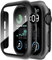 Uluck 2 Stück Hard Hülle mit Glas Displayschutz Kompatibel Apple Watch SE 2 (2024)/SE/Series 6/5/4 40mm, Displayschutz Rundum Schutzhülle Ultradünnes Schutz Case, Schwarz