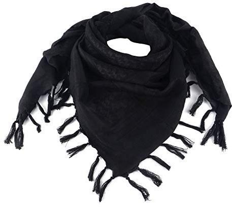 ToopMount Schal Militärischer Taktischer Deserte Keffiyeh Schal Baumwolle 43x43 Zoll Bunte arabische Schals Wrap mit Quaste für Männer & Frauen (Black)
