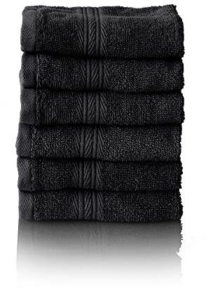 Glart Premium Frottier Handtuch Set, Frotteeserie in 6 Farben und 5 Größen, Farbe: SCHWARZ, 6X Gesichtstücher 30x30 cm