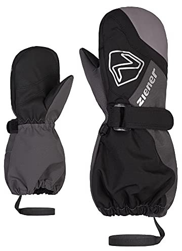 Ziener Unisex Baby Laurus Ski-Fäustlinge/Winter | wasserdicht, Lange Stulpe, reflektierend, Black.Magnet, 86cm