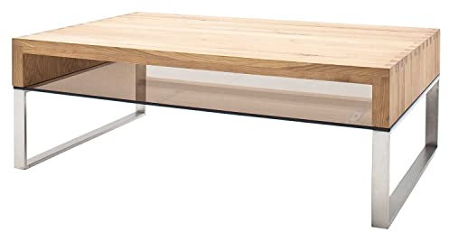 Möbel Jack Couchtisch - Asteiche massiv - Edelstahlgestell - 110 x 70 cm
