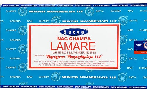 Satya Nag Champa LAMARE - Limited Edition - Exklusiver Duft Weißer Salbei und Lavendel - 12 Schachteln mit 15 g