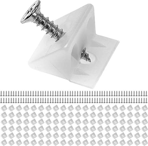 Möbel Keile für Schublade und Schrank, 120 Pack, 14 x 9 mm Eckkeile, M2 x 16 mm Holzschrauben, Reparatur Set für durchhängende Schubladenböden, Schrankrückwände, Ersatz Rückwandverbinder Möbelstück