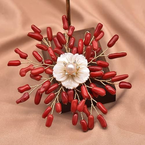 SALAN Perle d'eau Douce Naturelle Coquille De Corail Conforme Flocon De Neige Broche Femmes Mariage Fiançailles Bijoux Exquis