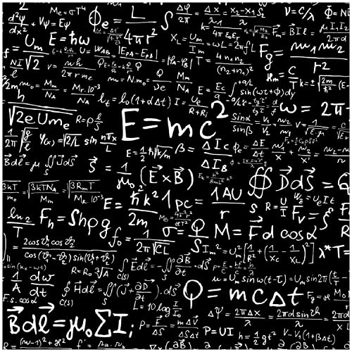 Wallario Glasbild Mathematische Formeln Relativitätstheorie - 30 x 30 cm Wandbilder Glas in Premium-Qualität: Brillante Farben, freischwebende Optik