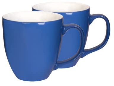 Mahlwerck Jumbotasse, Große Porzellan-Kaffeetasse mit hoch-glänzender Oberfläche, Pacific Blue, Blau, 2er Set, 400ml