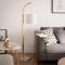 LEDKIA LIGHTING - Stehleuchte Haakon aus Holz und Textil | Natürlicher Charme für Wohnzimmer, Küche, Schlafzimmer | E27 Fassung | Europäischer Schuko-Stecker, Weiß, Holz, Textil